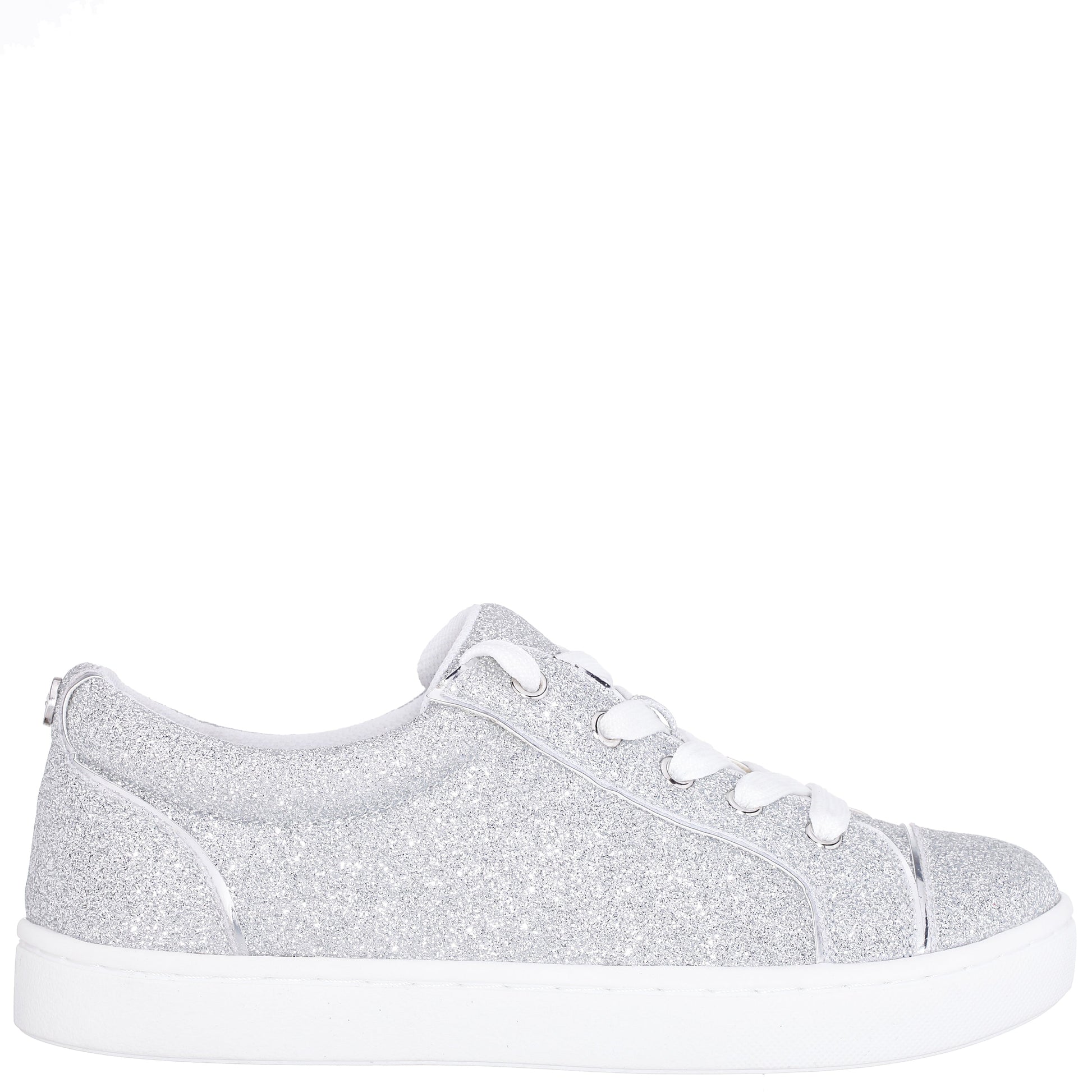 Nina Shoes Girls Portia Silver Glitter Low Top Sneakers