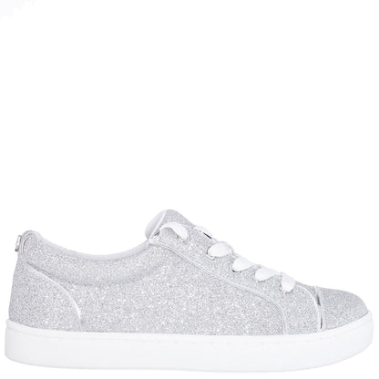 Nina Shoes Girls Portia Silver Glitter Low Top Sneakers
