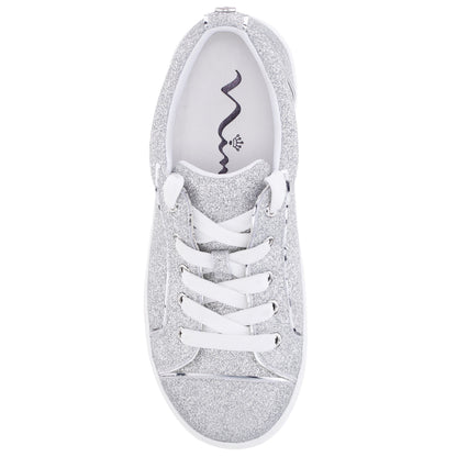 Nina Shoes Girls Portia Silver Glitter Low Top Sneakers