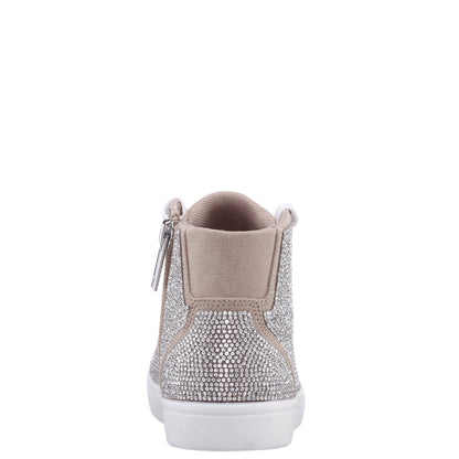 Nina Shoes Girls Kula Tan Crystal Side Zip Hightop Sneaker
