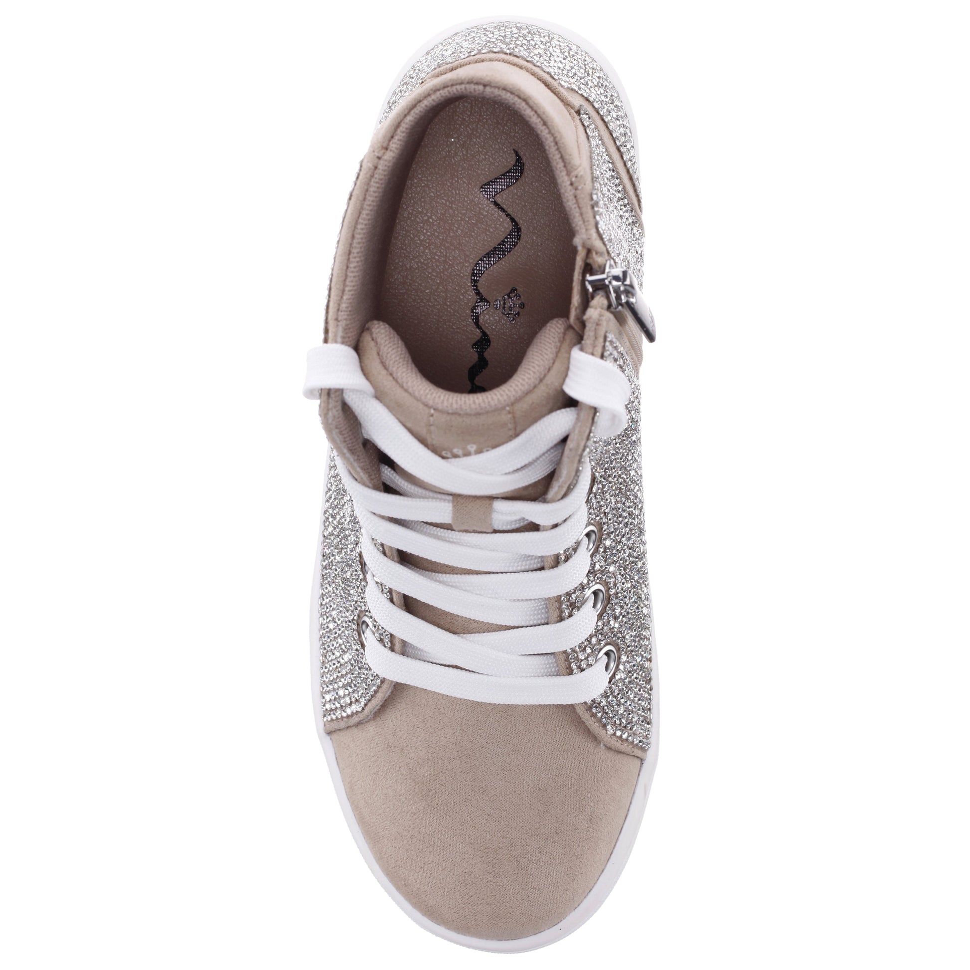 Nina Shoes Girls Kula Tan Crystal Side Zip Hightop Sneaker