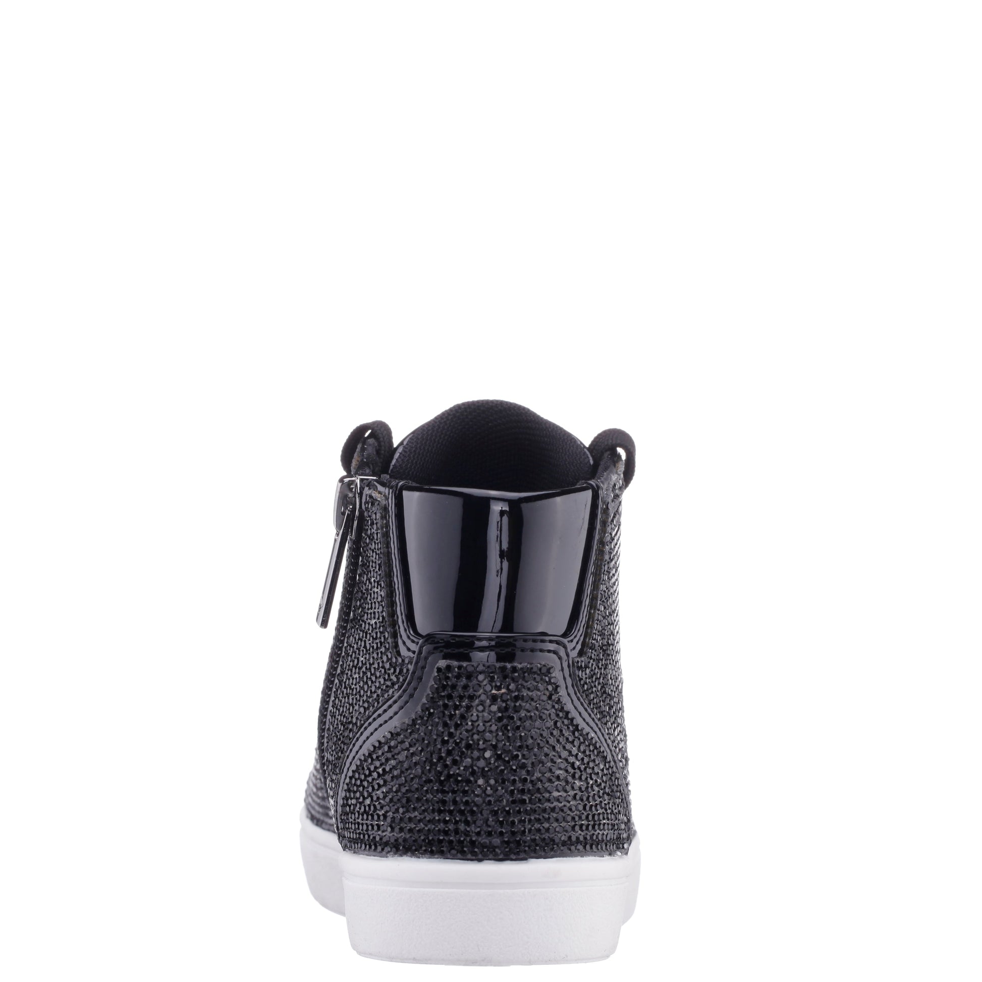 Nina Shoes Girls Kula Black Crystal Side Zip High Top Sneaker