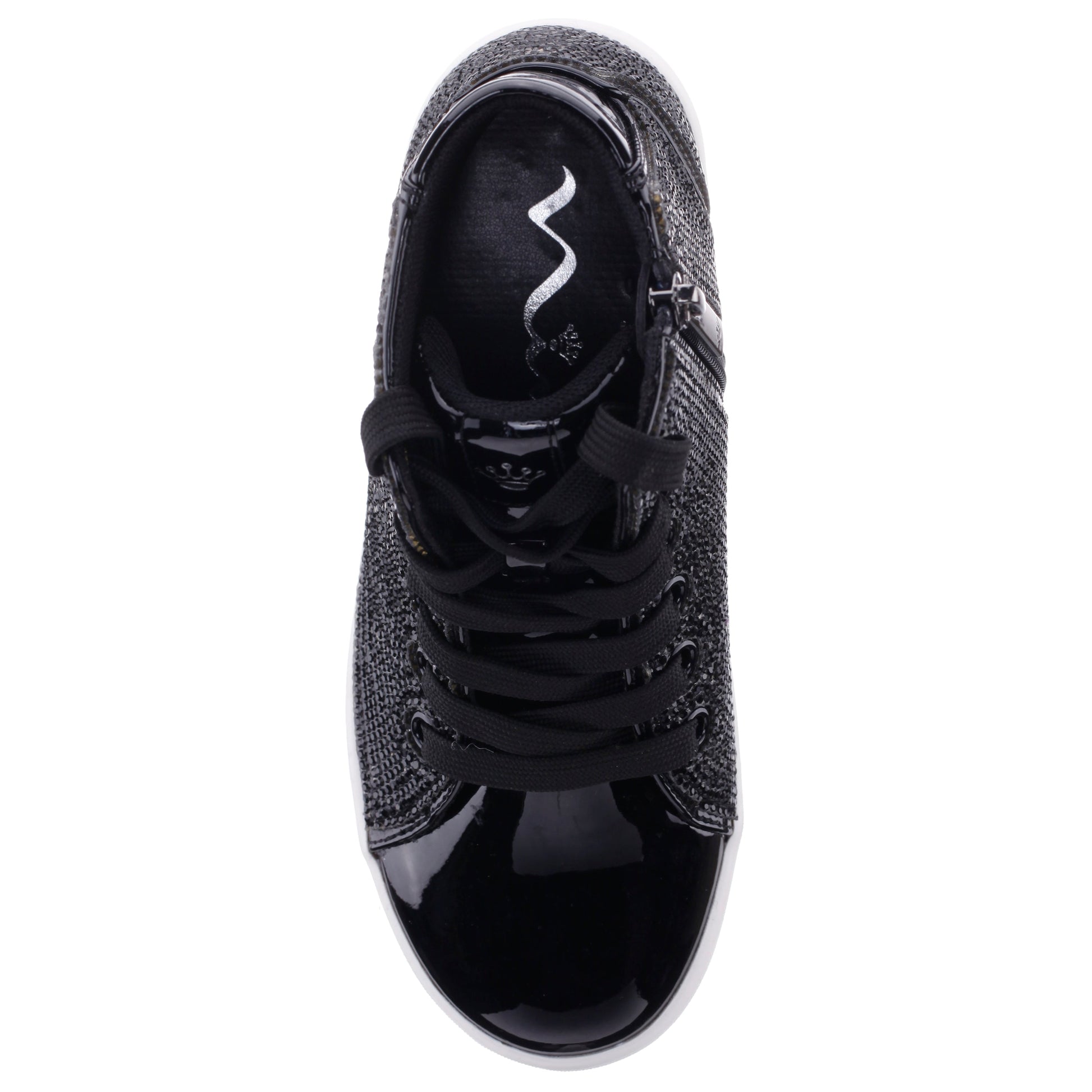 Nina Shoes Girls Kula Black Crystal Side Zip High Top Sneaker