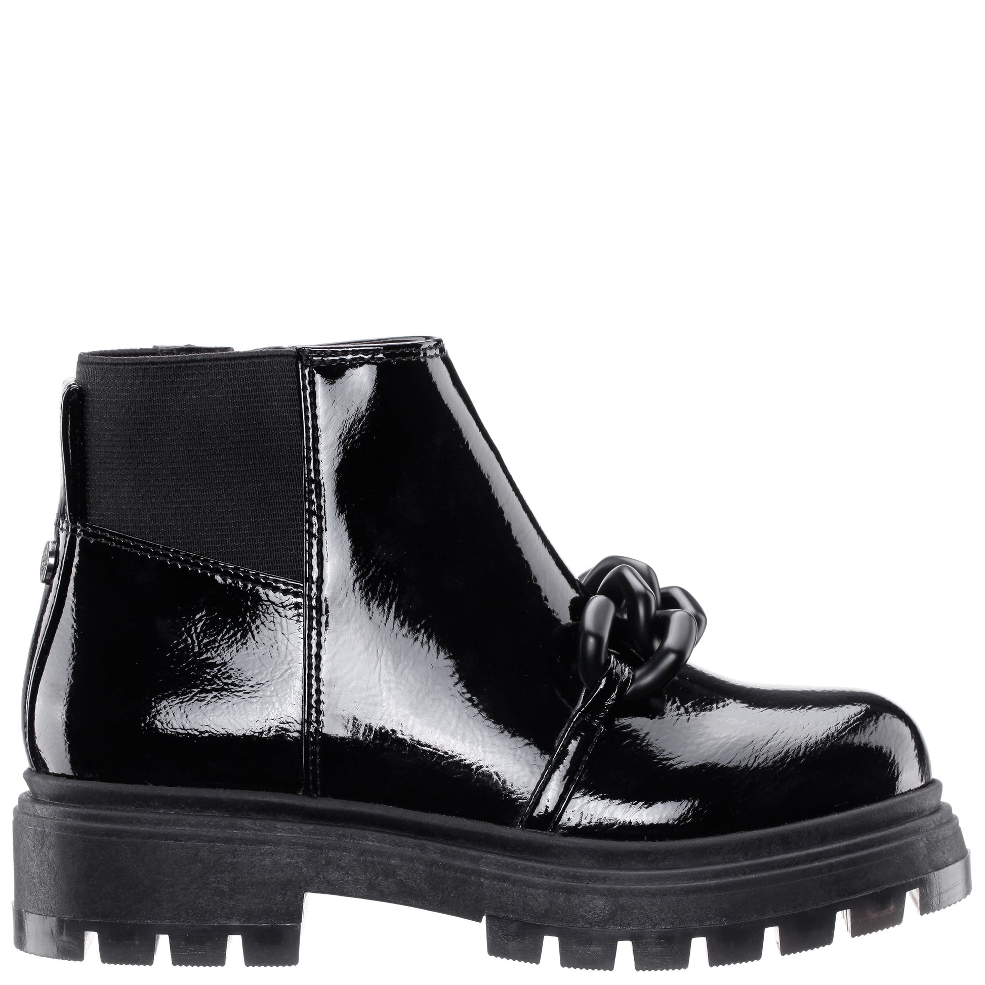 Nina Shoes Girls Ocean Black Crinkle Patent Side Zip boot