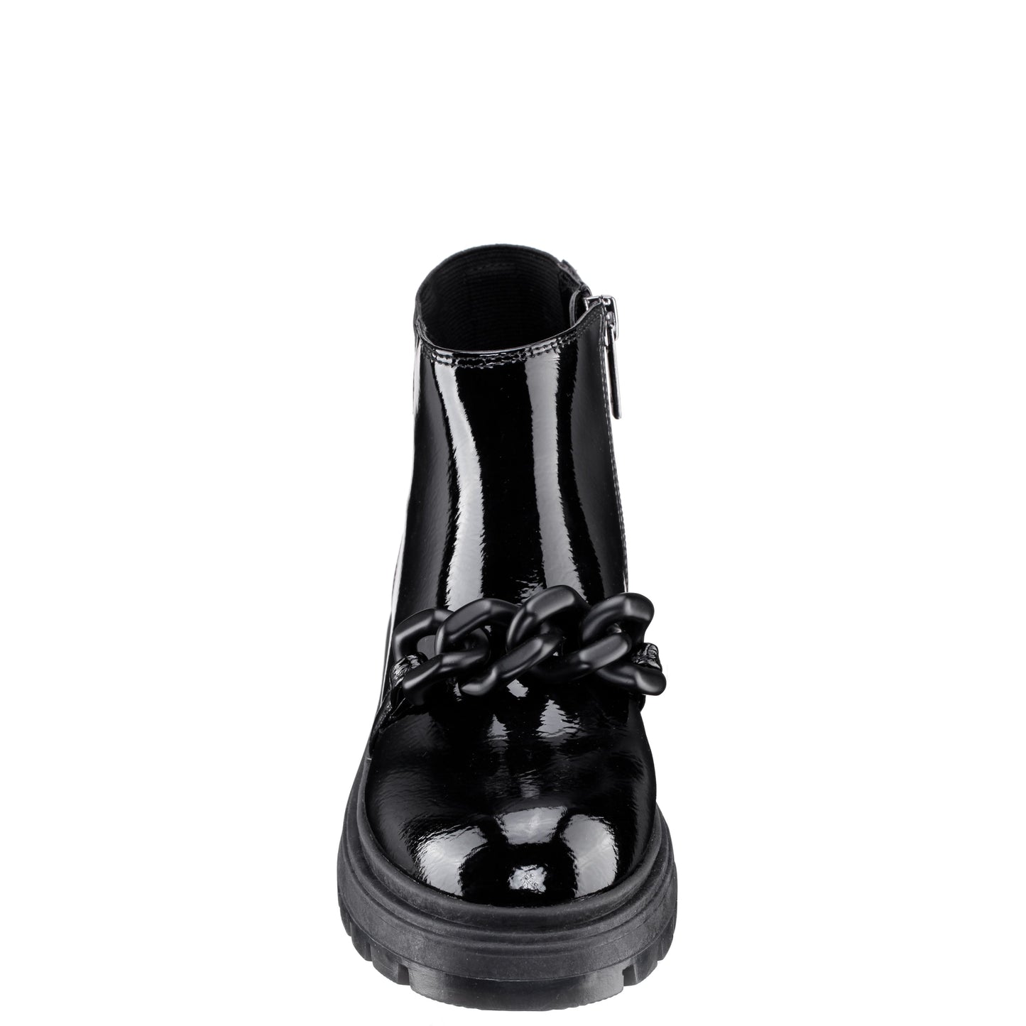 Nina Shoes Girls Ocean Black Crinkle Patent Side Zip boot