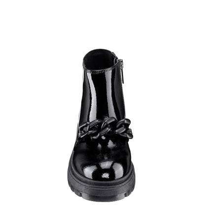 Nina Shoes Girls Ocean Black Crinkle Patent Side Zip boot