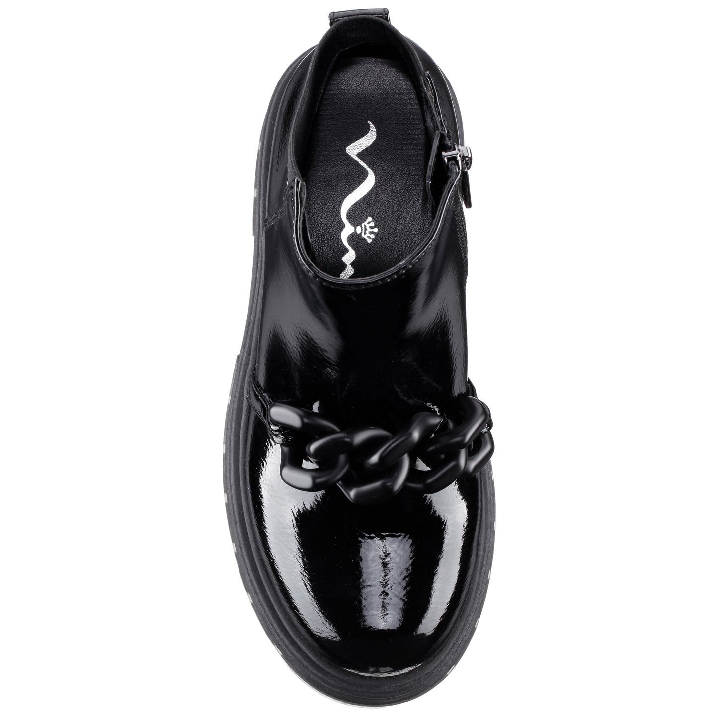 Nina Shoes Girls Ocean Black Crinkle Patent Side Zip boot