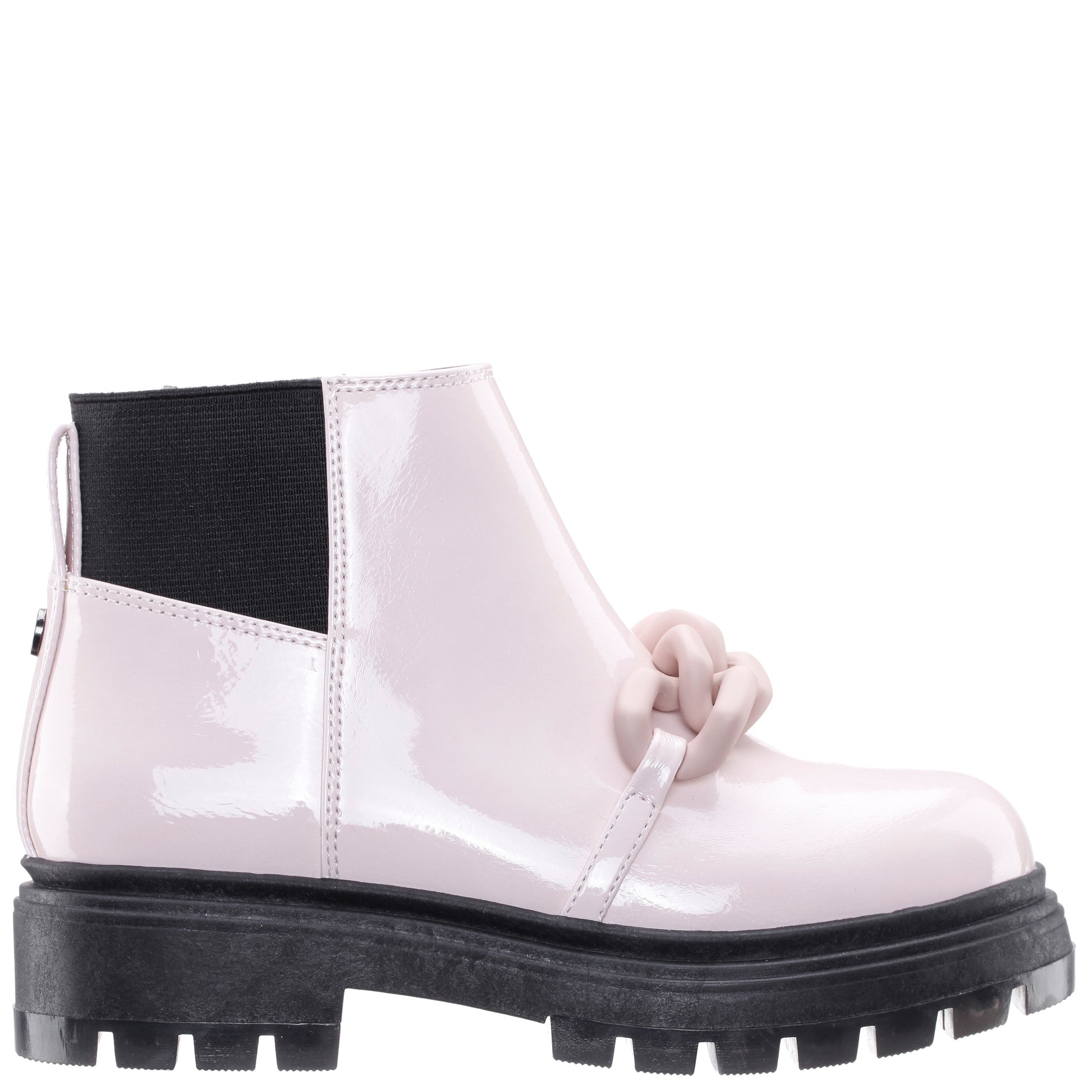 Nina Shoes Girls Ocean Pink Crinkle Patent Side Zip boot