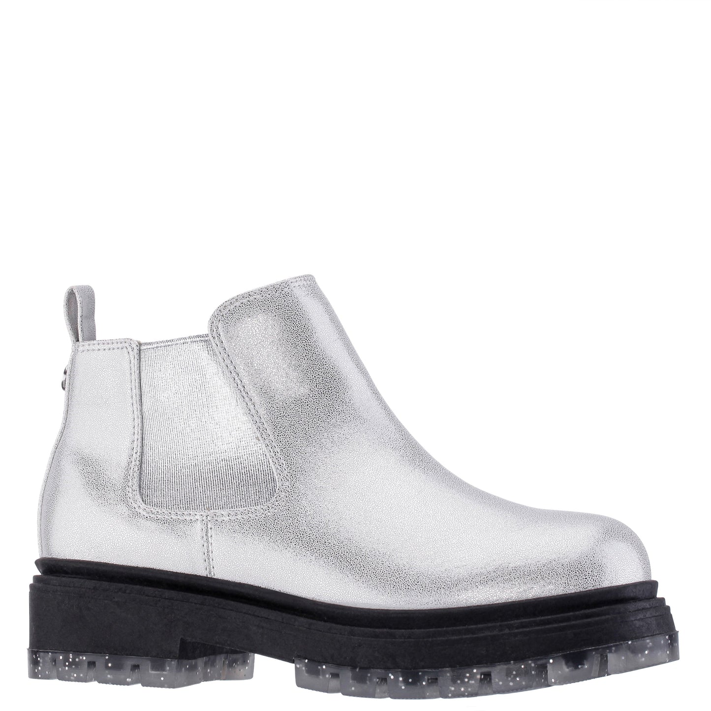 Nina Shoes Girls Prisila Silver Metallic Inside Zip Ankle Boots