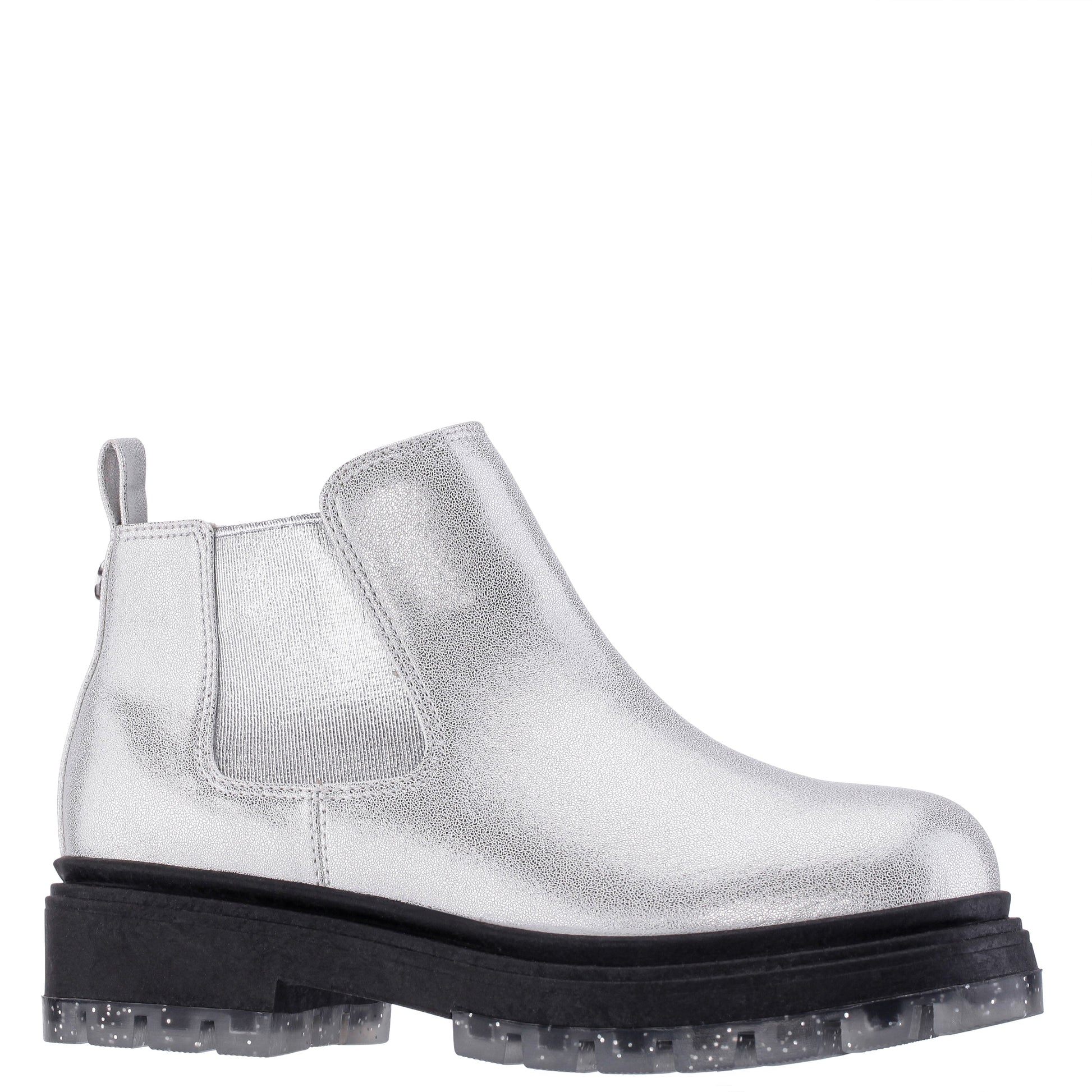 Nina Shoes Girls Prisila Silver Metallic Inside Zip Ankle Boots