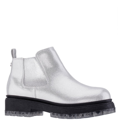 Nina Shoes Girls Prisila Silver Metallic Inside Zip Ankle Boots