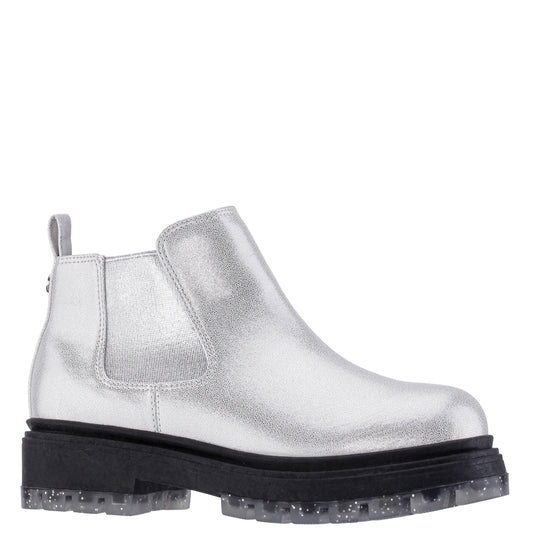 Nina Shoes Girls Prisila Silver Metallic Inside Zip Ankle Boots