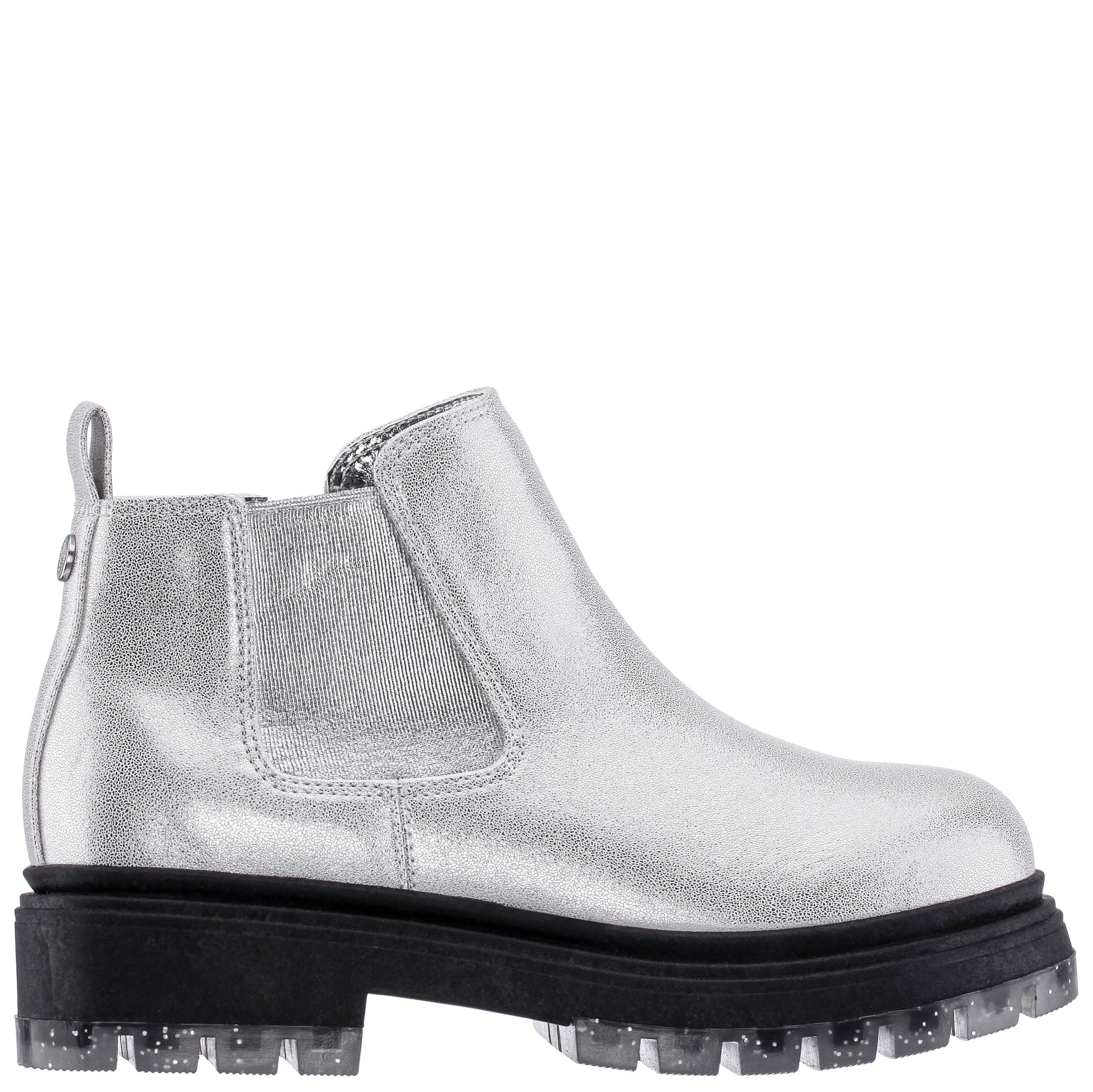 Nina Shoes Girls Prisila Silver Metallic Inside Zip Ankle Boots