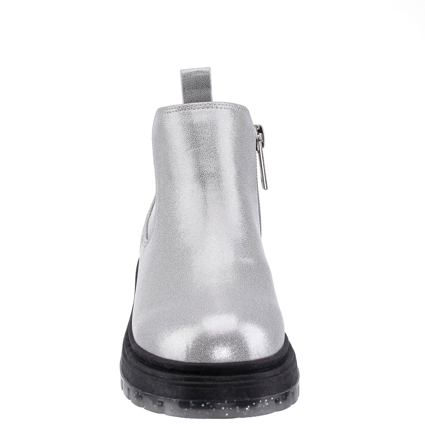 Nina Shoes Girls Prisila Silver Metallic Inside Zip Ankle Boots