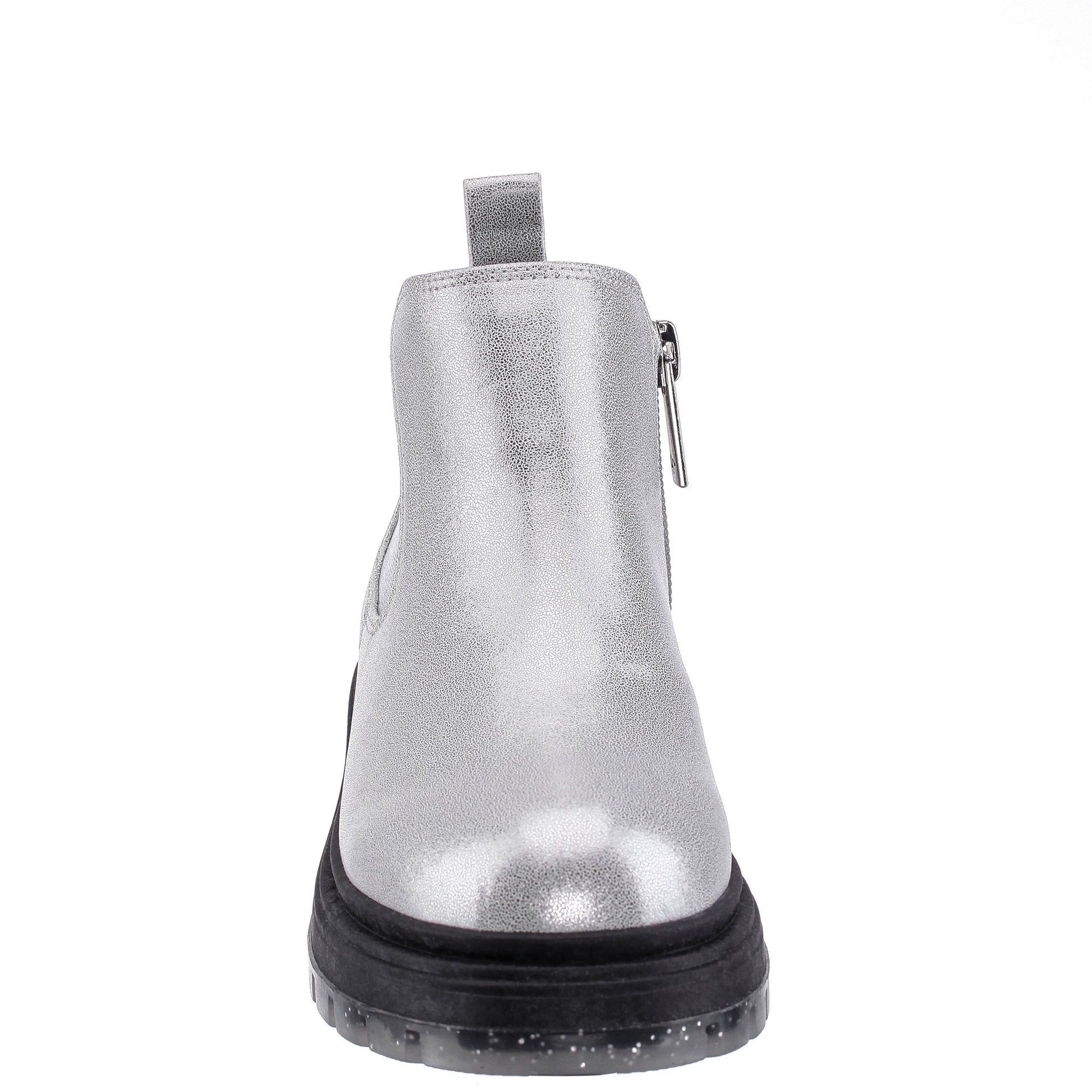 Nina Shoes Girls Prisila Silver Metallic Inside Zip Ankle Boots
