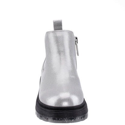 Nina Shoes Girls Prisila Silver Metallic Inside Zip Ankle Boots