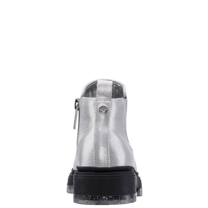 Nina Shoes Girls Prisila Silver Metallic Inside Zip Ankle Boots