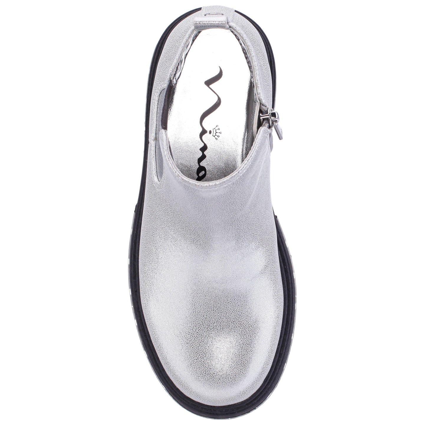 Nina Shoes Girls Prisila Silver Metallic Inside Zip Ankle Boots