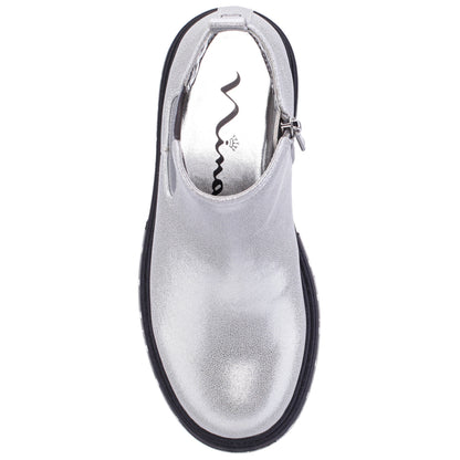 Nina Shoes Girls Prisila Silver Metallic Inside Zip Ankle Boots