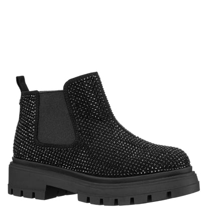 Nina Shoes Girls Prisila2 Black Rhinestone Inside Zip Ankle Boots