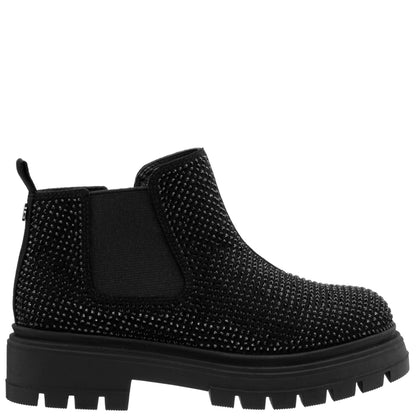 Nina Shoes Girls Prisila2 Black Rhinestone Inside Zip Ankle Boots