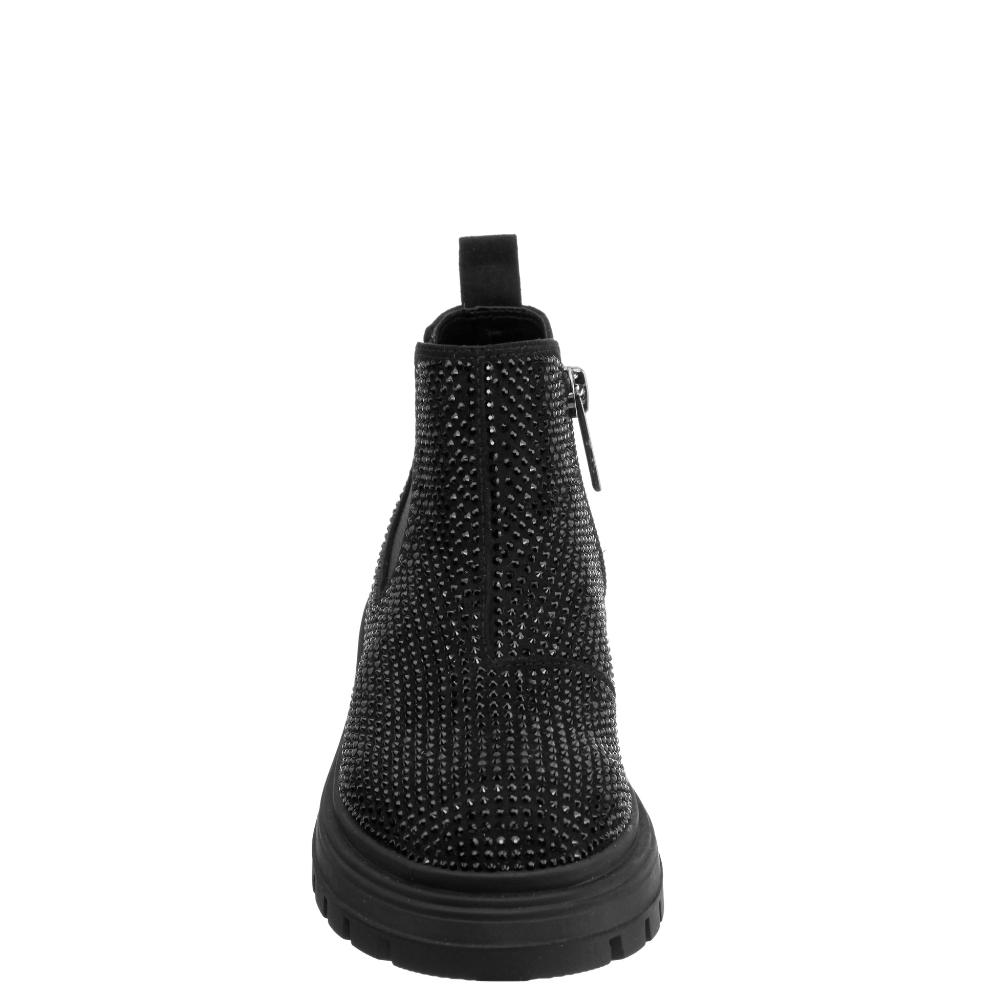 Nina Shoes Girls Prisila2 Black Rhinestone Inside Zip Ankle Boots
