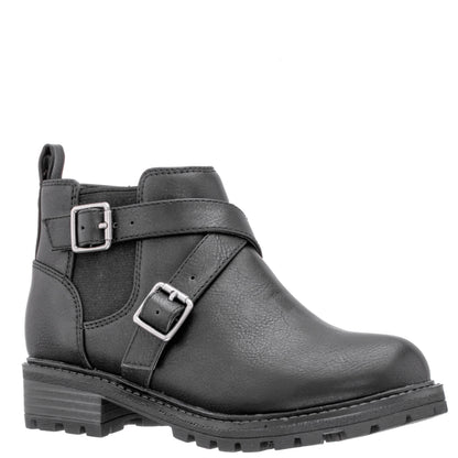 Nina Shoes Girls Kylee Black Side Zip Buckle Boots