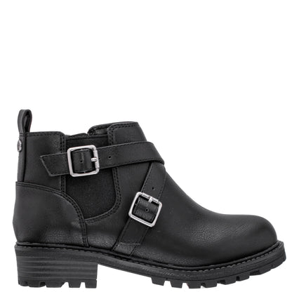 Nina Shoes Girls Kylee Black Side Zip Buckle Boots