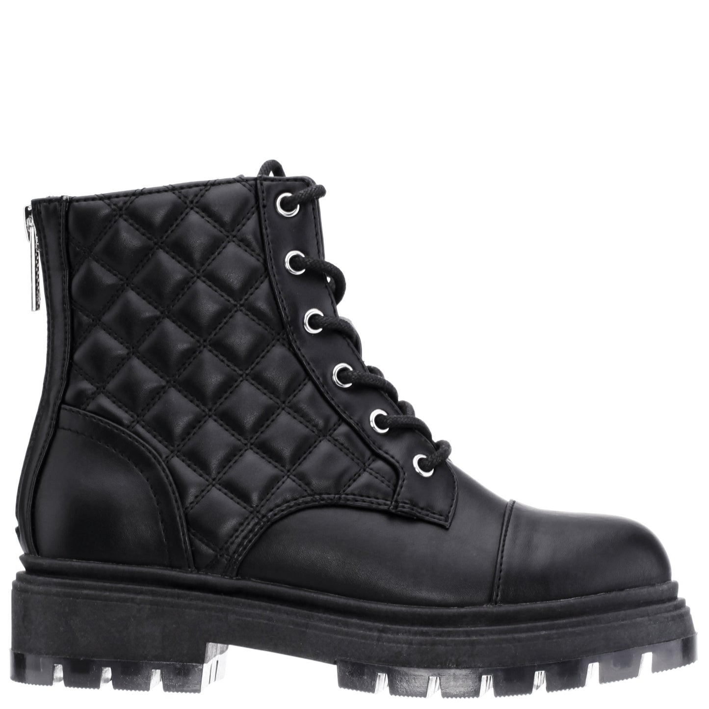 Nina Shoes Girls Diana Balck Quilted Back Zip Combat Boots