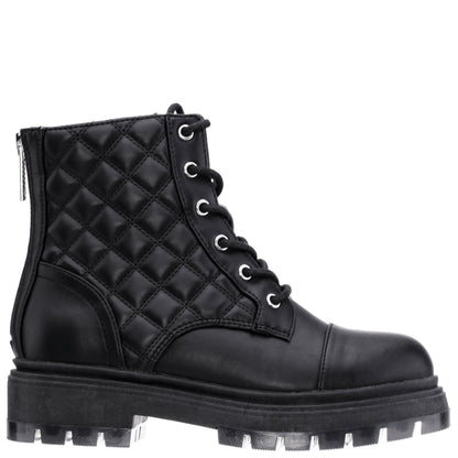 Nina Shoes Girls Diana Balck Quilted Back Zip Combat Boots