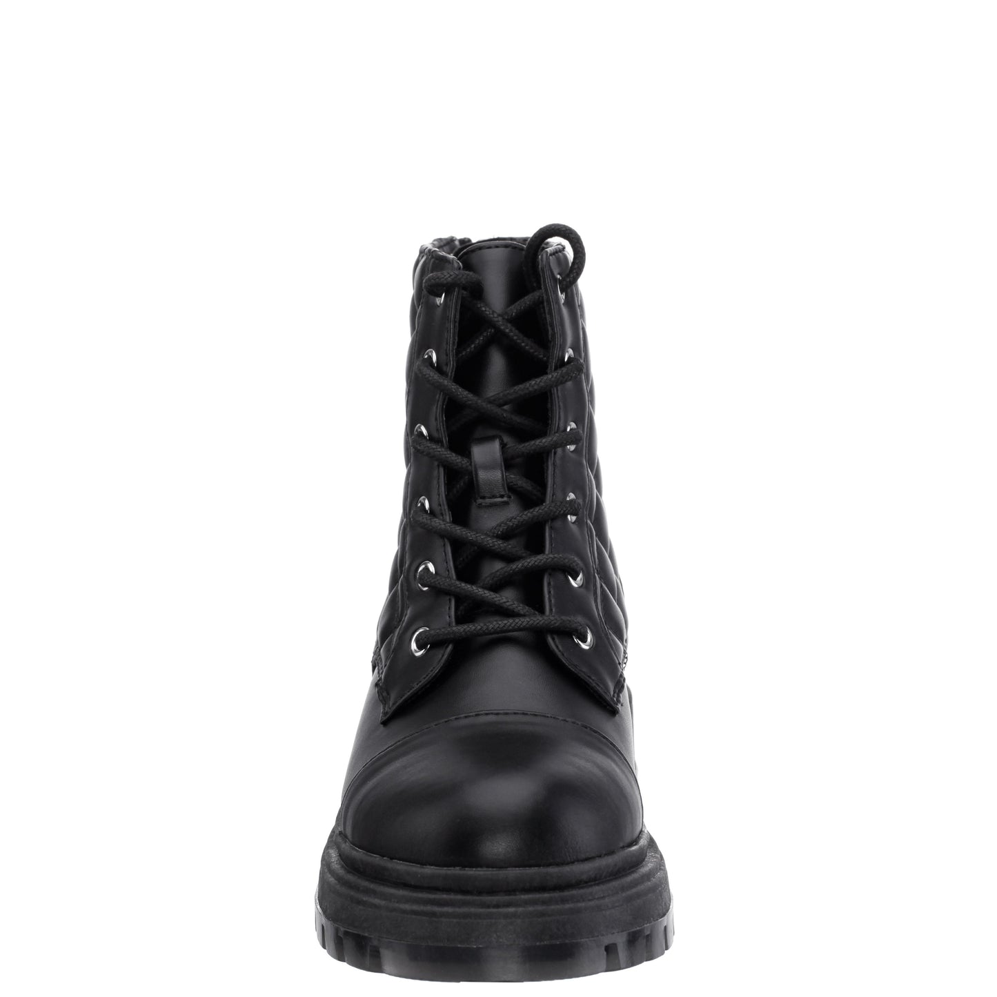 Nina Shoes Girls Diana Balck Quilted Back Zip Combat Boots