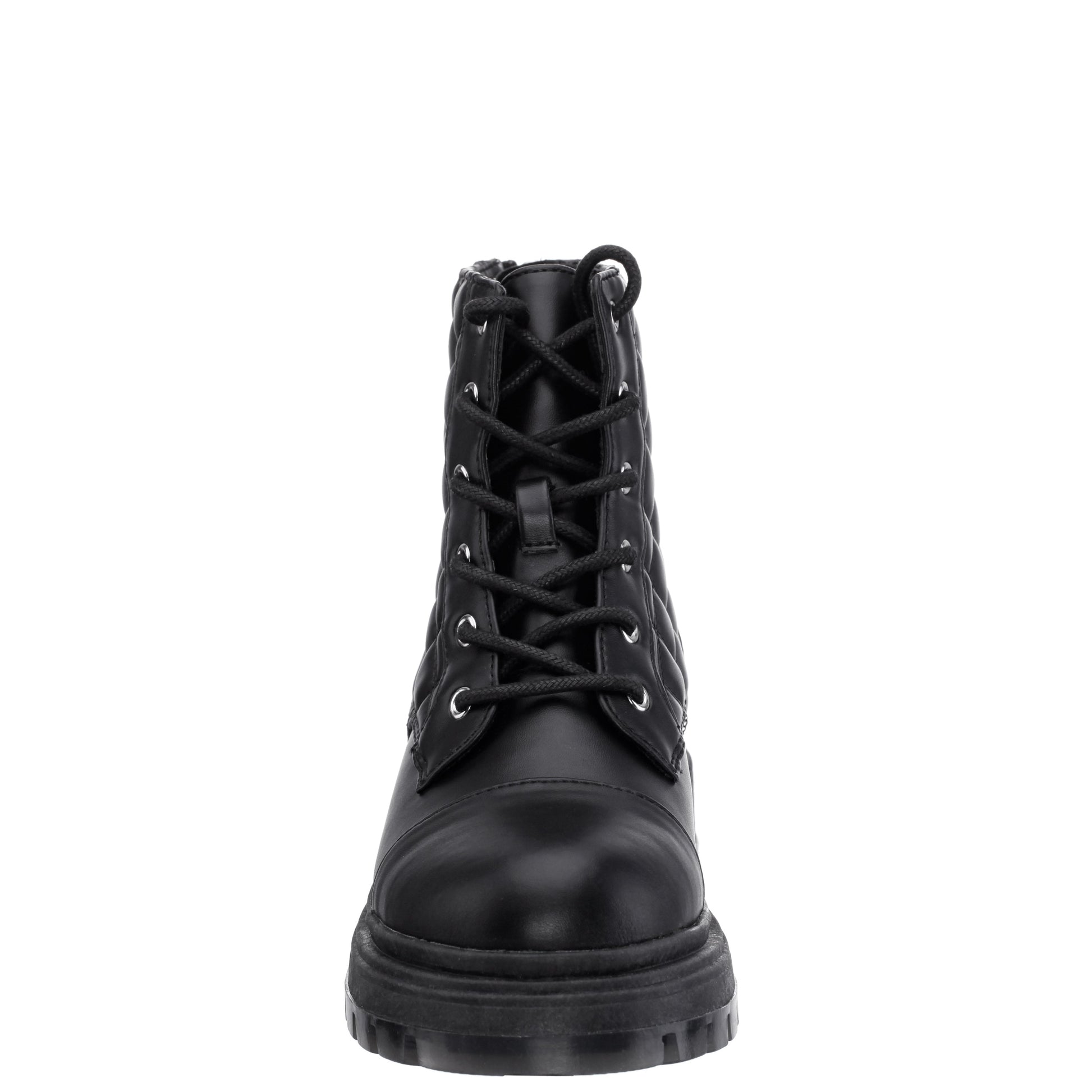 Nina Shoes Girls Diana Balck Quilted Back Zip Combat Boots