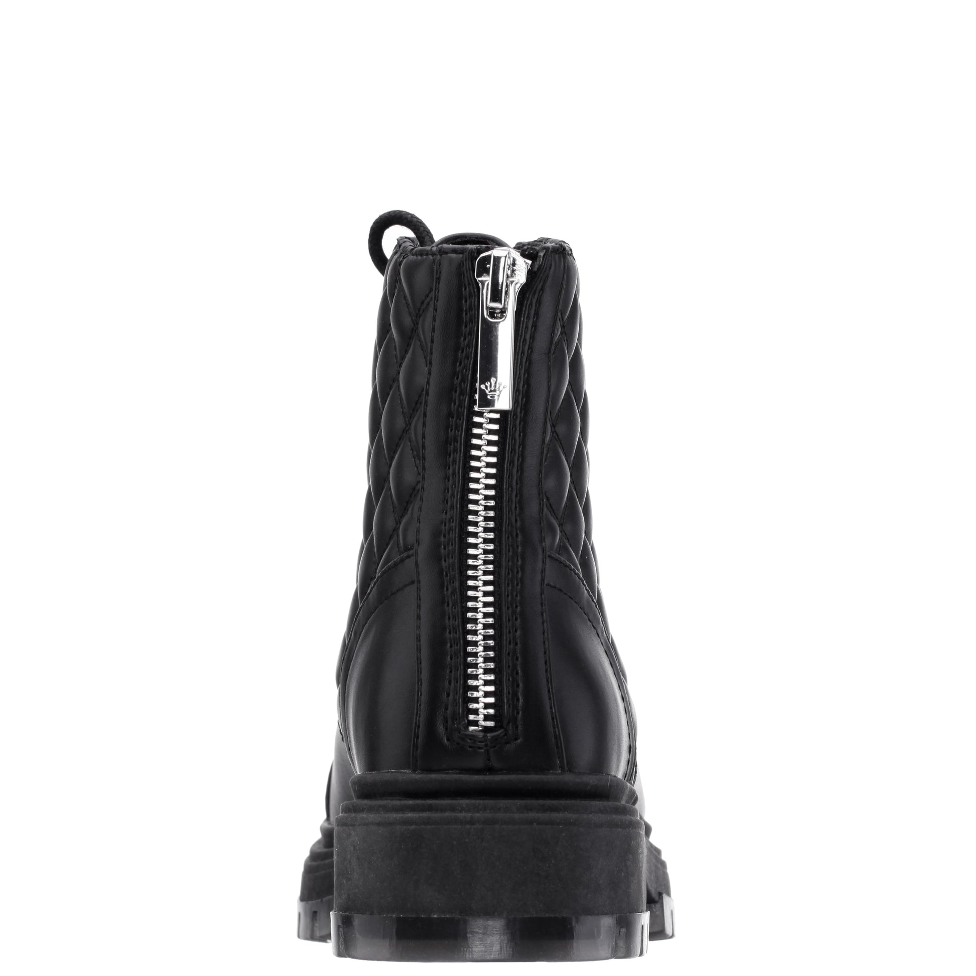 Nina Shoes Girls Diana Balck Quilted Back Zip Combat Boots