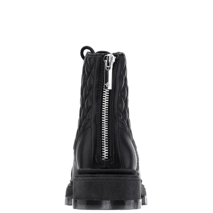 Nina Shoes Girls Diana Balck Quilted Back Zip Combat Boots