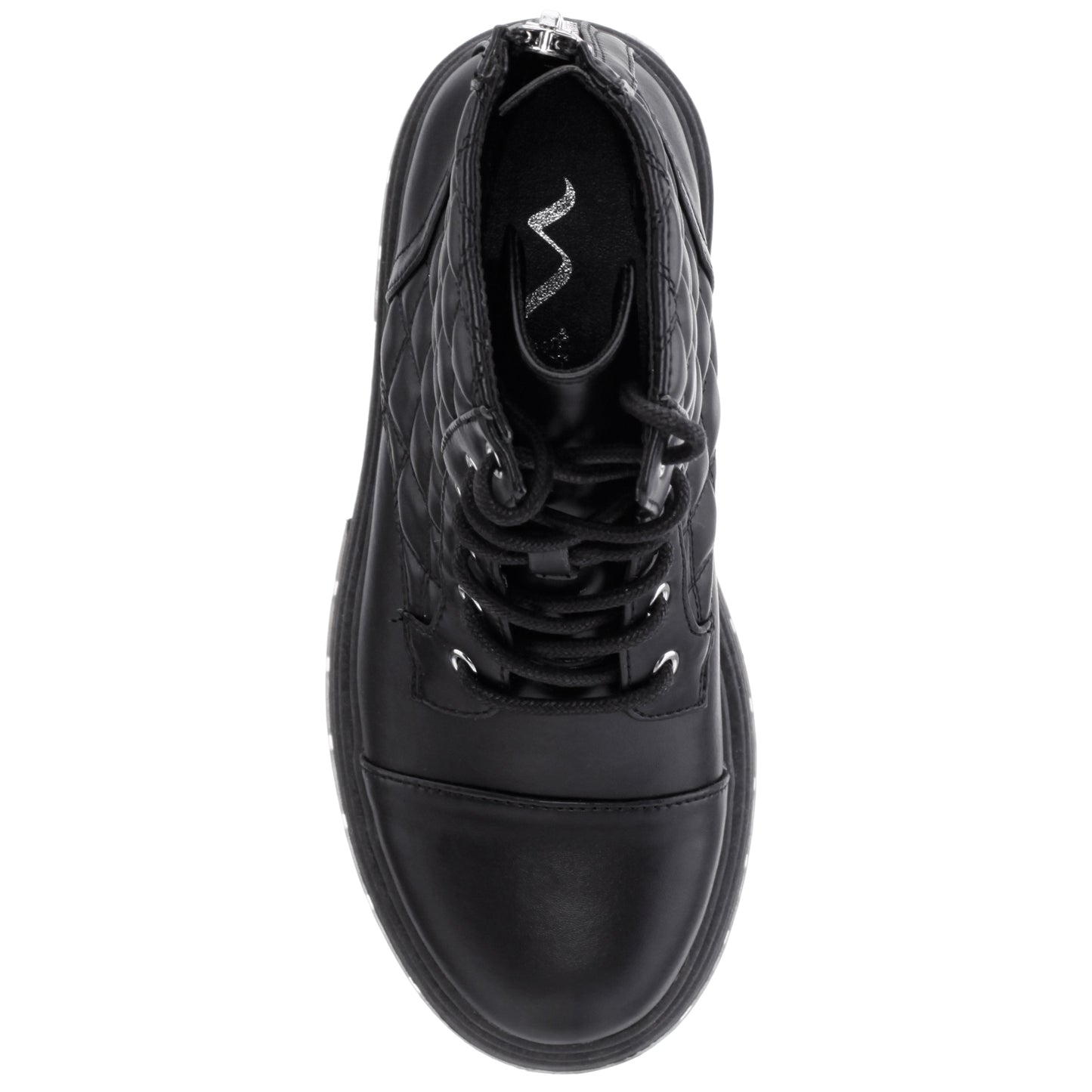 Nina Shoes Girls Diana Balck Quilted Back Zip Combat Boots