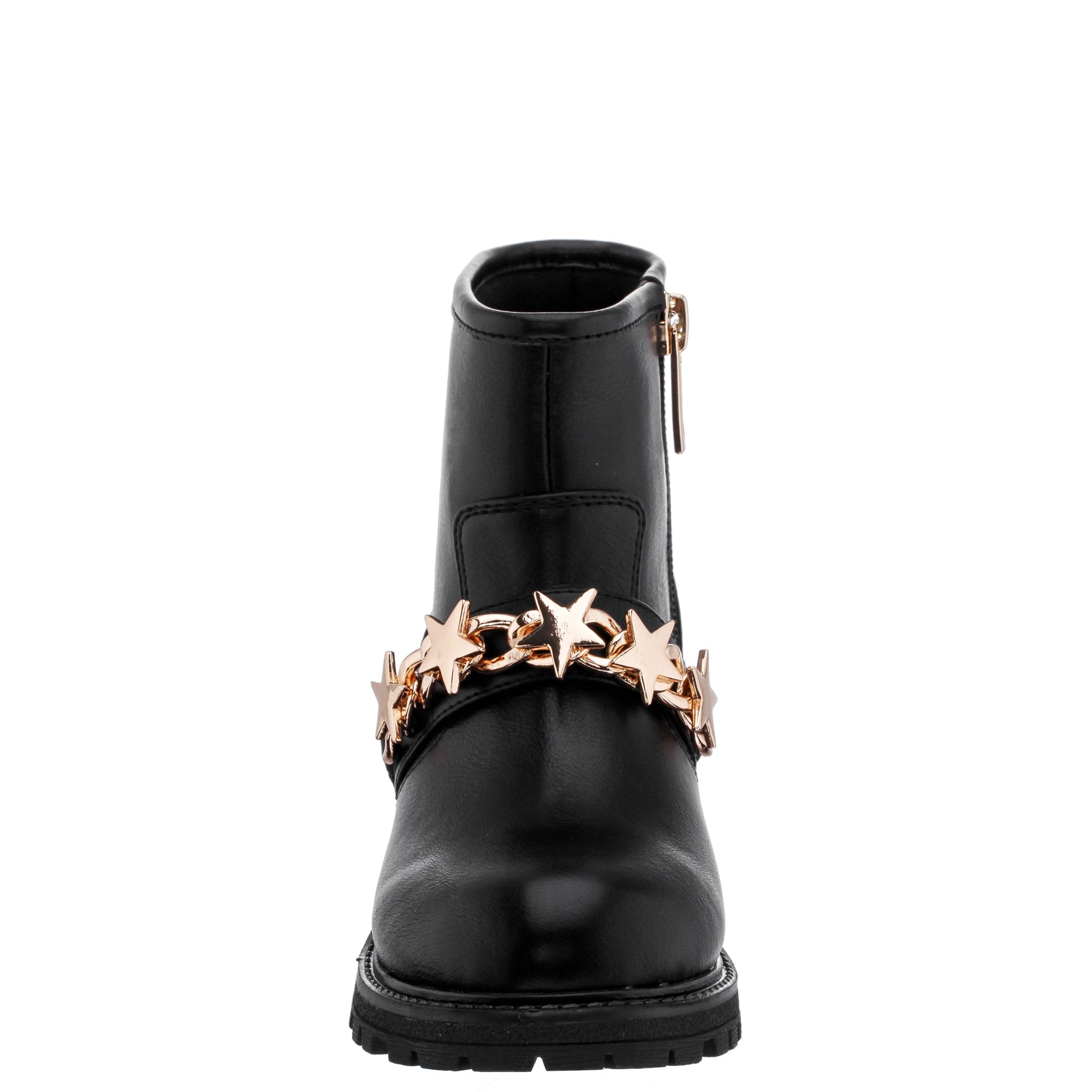 Nina Shoes Girls Jennie Black Star Buckle Biker Boots