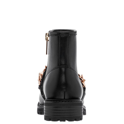 Nina Shoes Girls Jennie Black Star Buckle Biker Boots