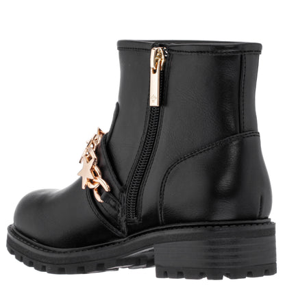 Nina Shoes Girls Jennie Black Star Buckle Biker Boots