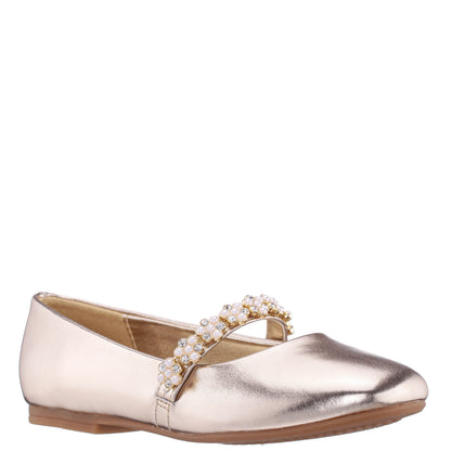 Nina Shoes Girls Joansie Light Gold Metallic Ballet Dress Shoe
