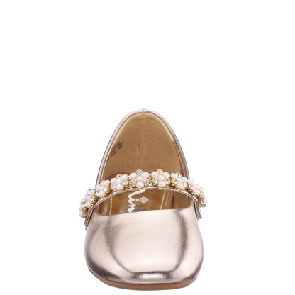Nina Shoes Girls Joansie Light Gold Metallic Ballet Dress Shoe