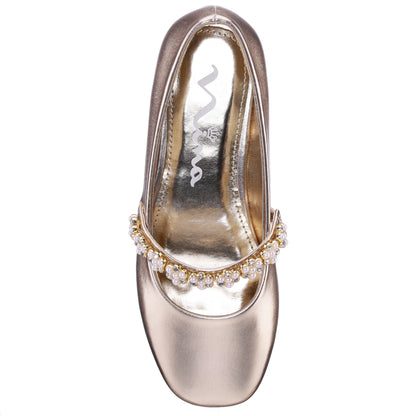 Nina Shoes Girls Joansie Light Gold Metallic Ballet Dress Shoe
