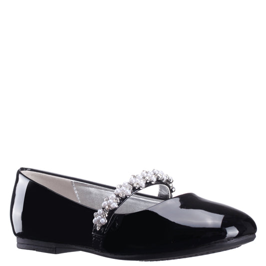 Nina Shoes Girls Joansie Black Patent Ballet Dress Shoe