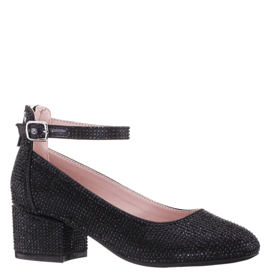 Nina Shoes Girls Lennie2 Black Rhinestone Dress Shoes