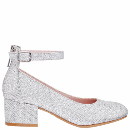 Nina Shoes Girls Lennie Silver Sparkle dress shoes