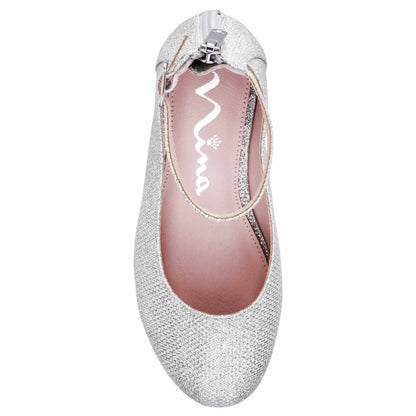 Nina Shoes Girls Lennie Silver Sparkle dress shoes