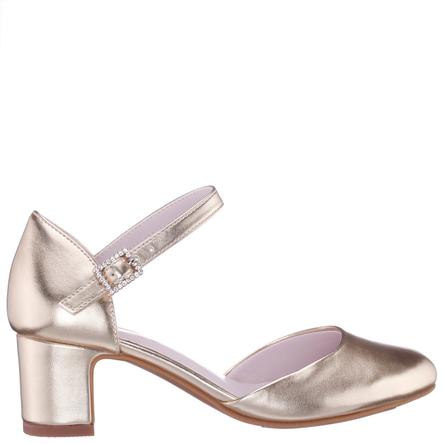Nina Shoes Girls Macey Gold Metallic 2-Piece Heel