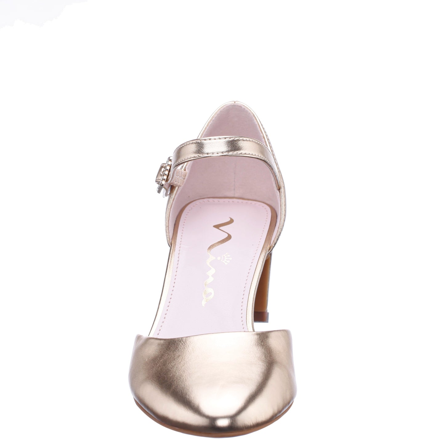 Nina Shoes Girls Macey Gold Metallic 2-Piece Heel
