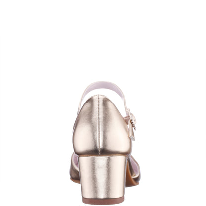 Nina Shoes Girls Macey Gold Metallic 2-Piece Heel