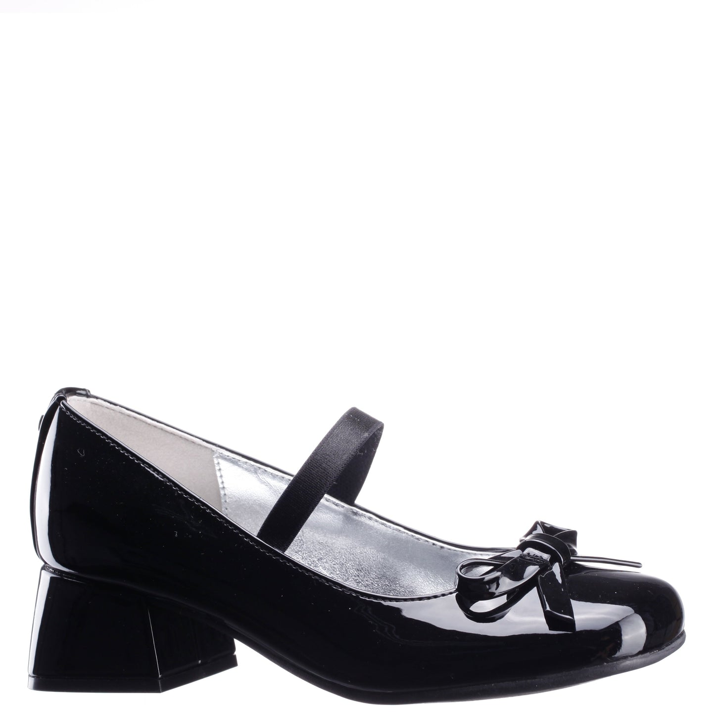 Nina Shoes Girls Bryonna Black Patent Heel Mary Jane Pumps