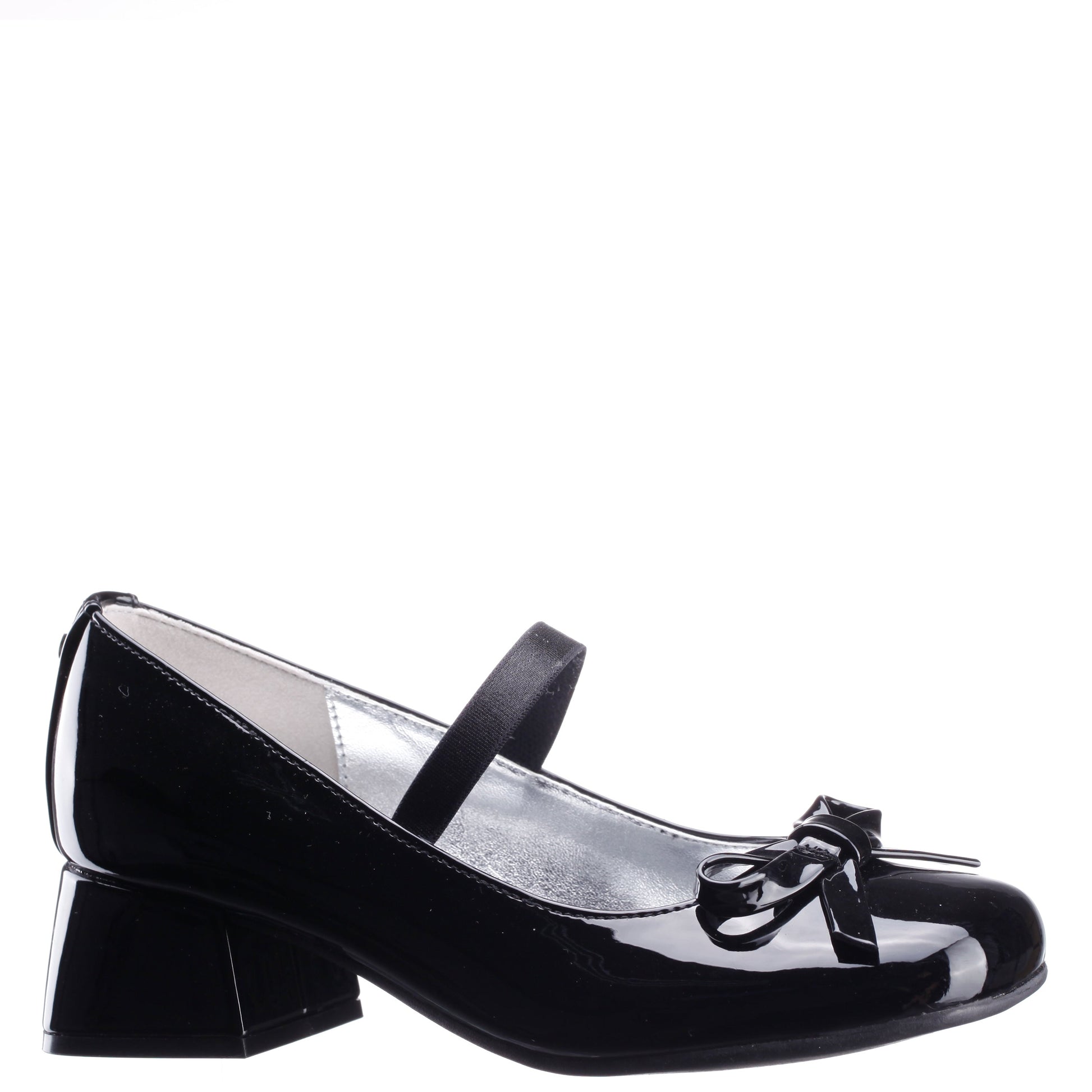Nina Shoes Girls Bryonna Black Patent Heel Mary Jane Pumps